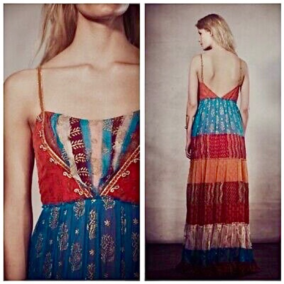 FREE PEOPLE "Gilded Caravan" Tiered Maxi Dress, Size 4, EUC - Picture 5 of 16